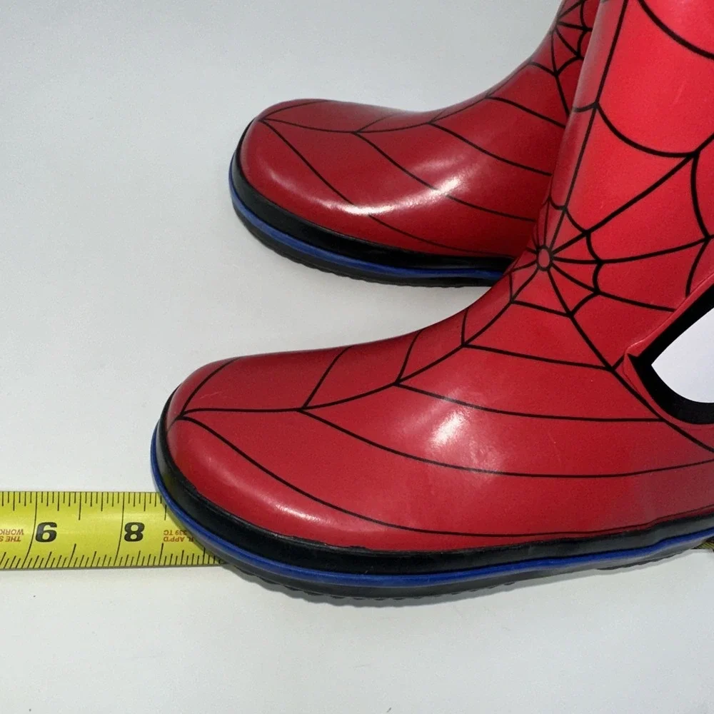 Marvel Spiderman Web Eyes red Blue Rimmed Rain boots Kids Size 9/10